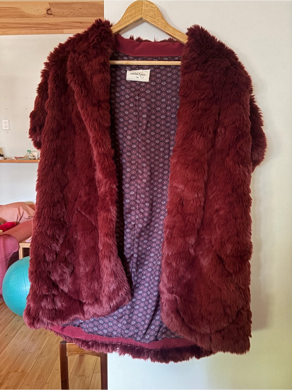 Women's Burgundy Faux Fur Vest